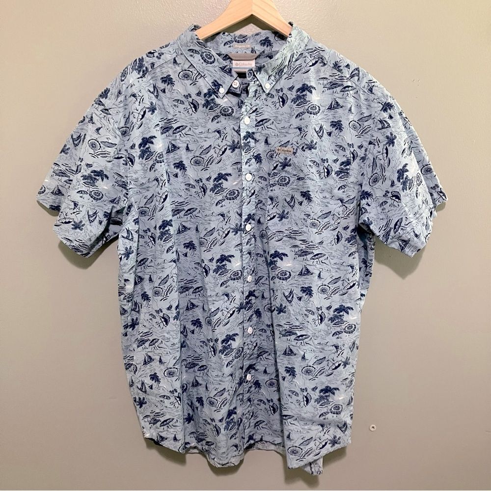 Columbia Hawaiian Shirt Men's XL Rapid Rivers Short Sleeve Shirt